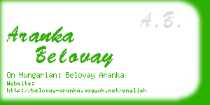 aranka belovay business card